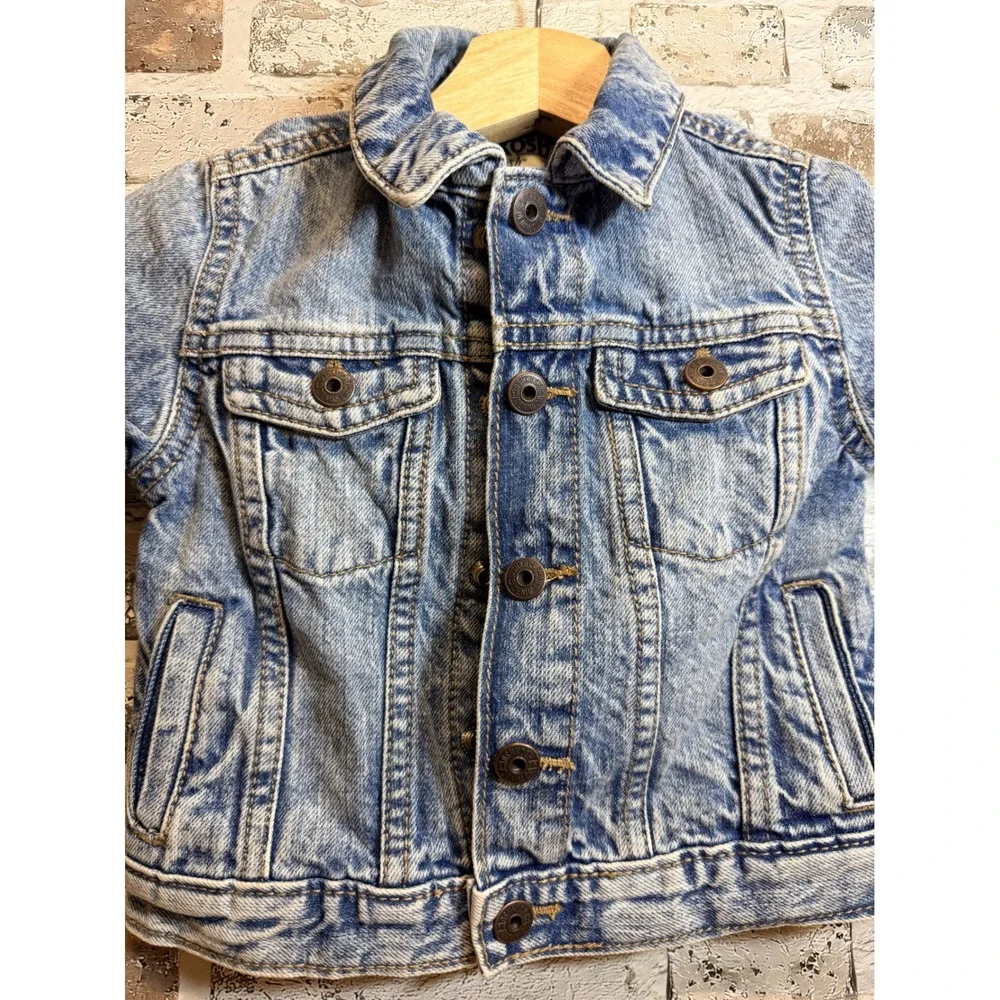 OshKosh B'gosh Denim Jacket Baby 18M Light Blue Acid Wash Trucker Jacket